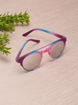 Stol'N - Color Gradient Aviator Rim Shaped Sunglasses- Purple/Grey