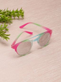 Stol'N - Color Gradient Aviator Rim Shaped Sunglasses- Pink/Grey