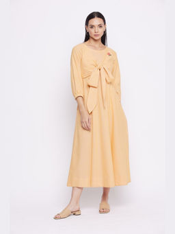 Doodlage - Rosa Front Knot A-Line Maxi Dress