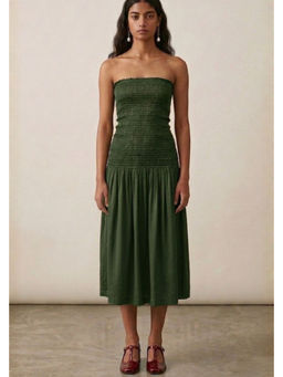 Doodlage - Cherry Green Drop Waist Midi Dress