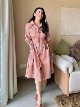 House of Fett - Blossom Mist Pink Midi Dress