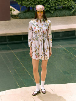 House of Fett - Bokeh Printed Ivory Mini Dress