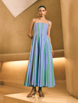 House of Fett - Strappy Stripe Blue Maxi Dress