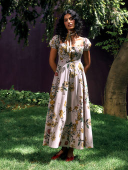 House of Fett - Petal Paradise Beige Maxi Dress
