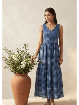 Western Era - Printed Gathered Panel A Line Maxi Dress