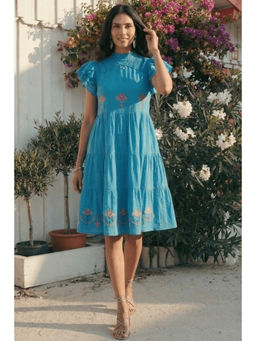 Western Era - Folkline Tiered Embroidered A Line Knee Length Dress