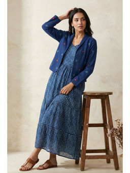 Western Era - Kasuti Embroidered Stitch A Line Maxi Dress With Jacket