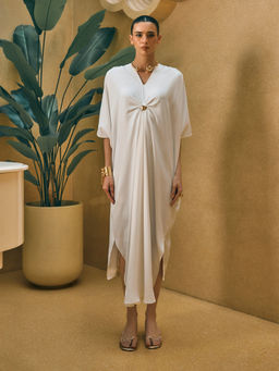 House of Fett - Crystalline Kaftan White Midi Dress