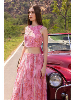 ZABELLA - Pink Floral Crop Top with Skirt