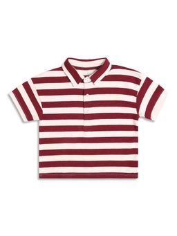 MINI KLUB - Boys Striped Polo T-Shirt - Maroon