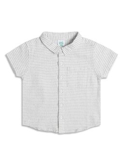 MINI KLUB - Boys Textured Cotton Shirt - Light Grey