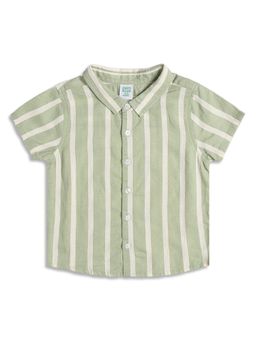 MINI KLUB - Boys Striped Cotton Shirt - Sage Green