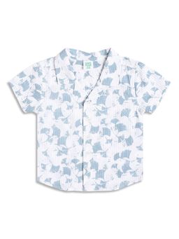 MINI KLUB - Boys Floral Print Cotton Shirt - Blue