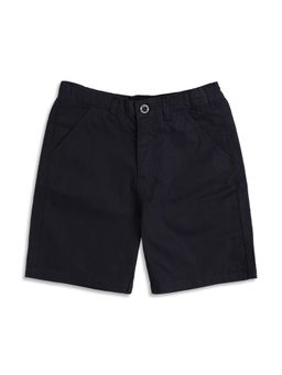 MINI KLUB - Boys Solid Cotton Shorts with Pockets - Navy Blue
