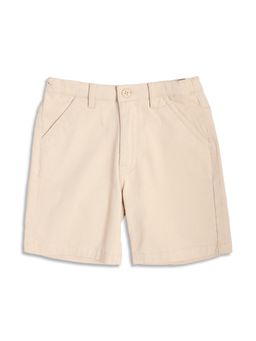 MINI KLUB - Boys Solid Cotton Shorts with Pockets - Beige