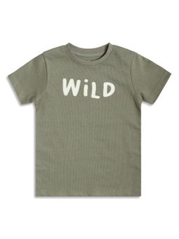 MINI KLUB - Boys Textured Half Sleeves T-Shirt - Olive Green