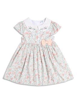 MINI KLUB - Baby Girls Floral Print Dress with Bow Detail - White