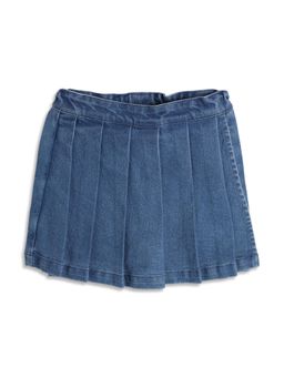 MINI KLUB - Baby Girls Pleated Denim Skirt - Blue