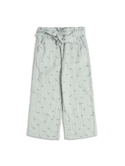 MINI KLUB - Baby Girls Printed Wide Leg Pant with Belt - Mint Green
