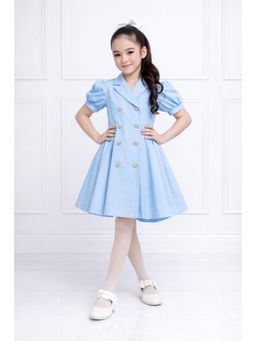 THE PONY & PEONY CO. - Blue Button Knee Dress