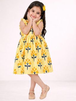 Lil Drama - Petal Play Girls Yellow Cotton Dress