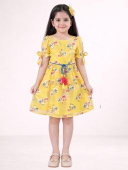 Lil Drama - Petal Play Girls Yellow Cotton Dress