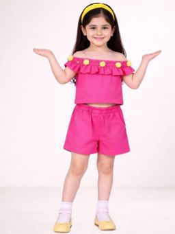 Lil Drama - Petal Play Girls Pink Cotton Top with Shorts Set