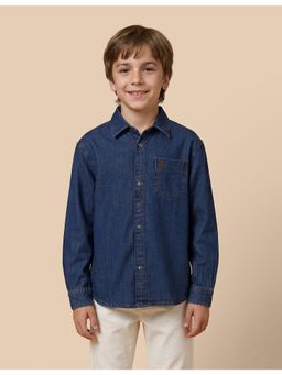 U.S. POLO ASSN. - Kids Boys Boxy Fit Denim Shirt - Blue