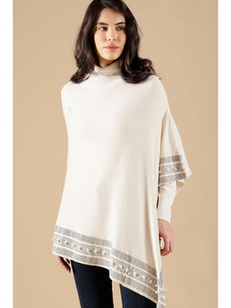 Gipsy - Off White Regular Fit Acrylic Poncho