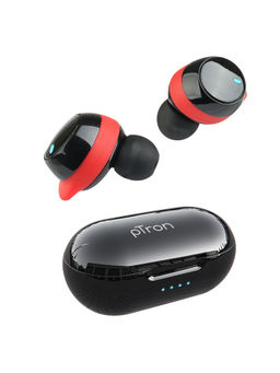 pTron - Basspods 581 BT5.0 Wireless Headphones with 12Hrs Playback Time with Case (Black & Red)