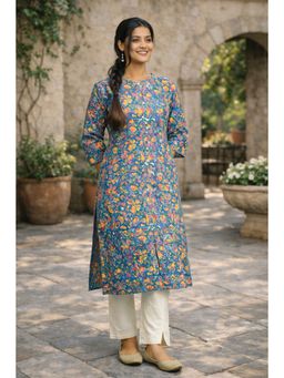 Stree Basics - Women Blue Floral Printed Kurta
