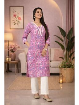 Stree Basics - Women Pink Paisley Printed Kurti