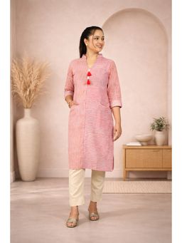 Stree Basics - Women Pink Stripes Printed Kurti