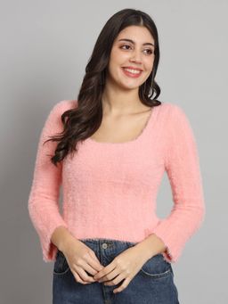 BROOWL - Womens Scoop Neck Furr Sweater