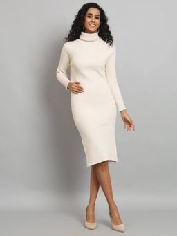 BROOWL - Womens Turtle Neck Bodycon Sweater Dress