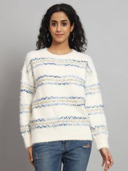BROOWL - Womens Stripes Self Designed Sweater
