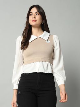 BROOWL - Womens Shirt Style Sweater
