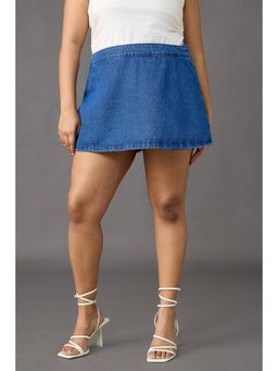 FREAKINS - Curve Couture Dark Blue Denim Skorts