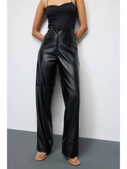 FREAKINS - Black Straight Fit Leather Pants