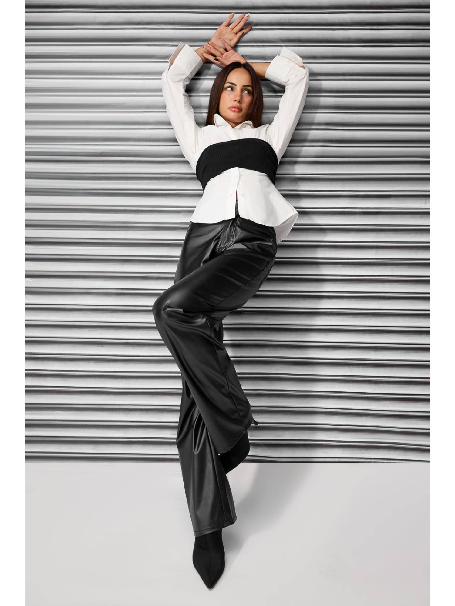 Buy FREAKINS Black Straight Fit Leather Pants (26) Online