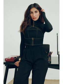 FREAKINS - Black Gothic Chain Detailed Top