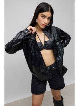 FREAKINS - Black Leather Shacket