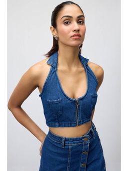 FREAKINS - Blue Abyss Denim Cropped Top