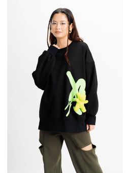 FREAKINS - Dropped Shoulder Neon Teddy Applique Sweatshirt