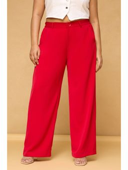 FREAKINS - Curve Scarlet Red Sleek Korean Pants