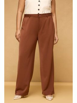 FREAKINS - Curve Hazelwood Brown Sleek Korean Pants
