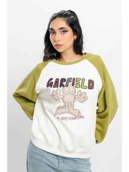 FREAKINS - White Garfield Oversized Sweatshirt