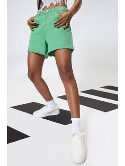 FREAKINS - Frayed Hem Green Shorts