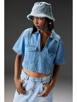 FREAKINS - Light Blue Cut and Sew Denim Top