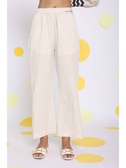 Kaori By Shreya - Off White Relaxed Wide Leg Linen Pants